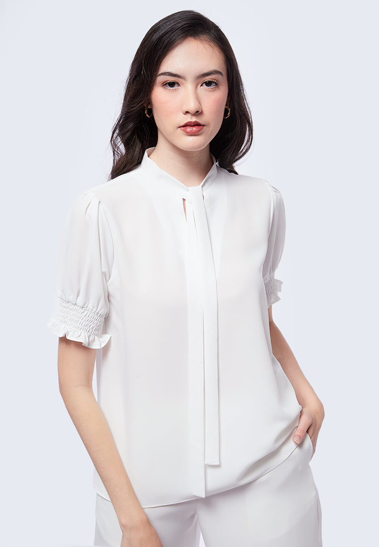 Bow Tie Short Sleeve Blouse