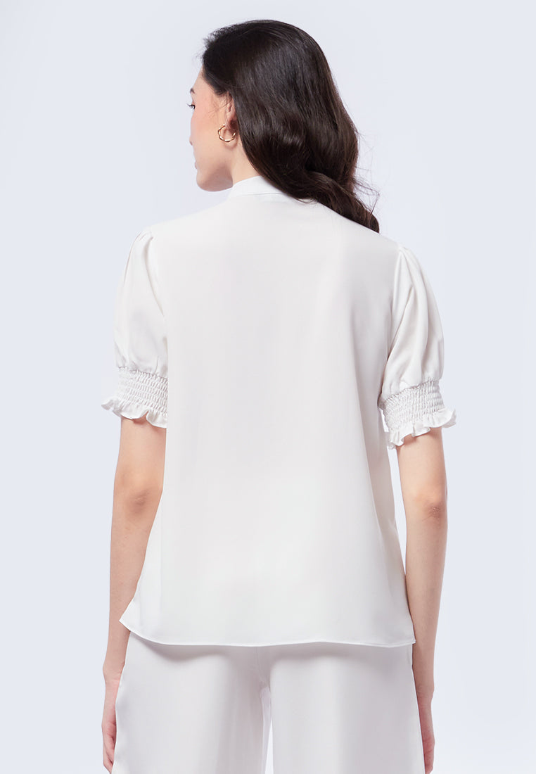 Bow Tie Short Sleeve Blouse