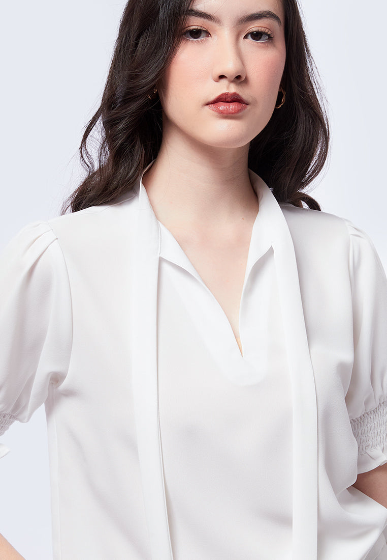 Bow Tie Short Sleeve Blouse