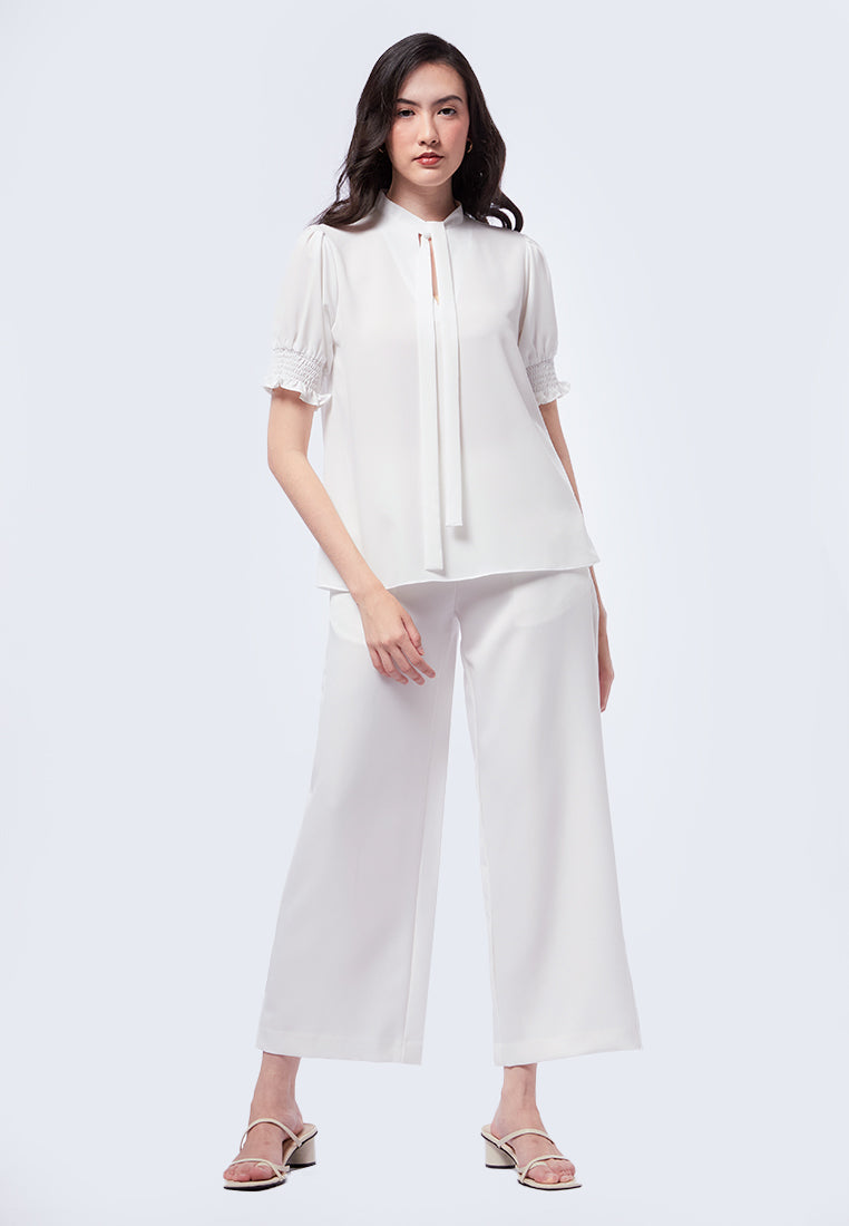 Bow Tie Short Sleeve Blouse