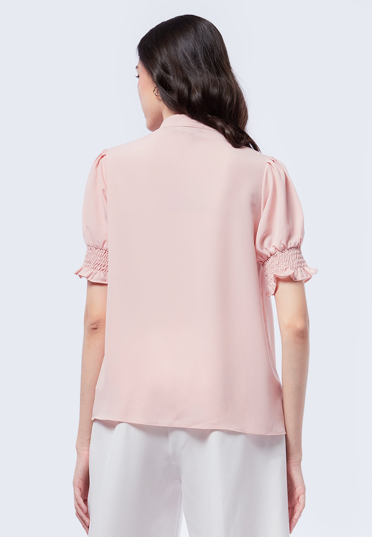 Bow Tie Short Sleeve Blouse