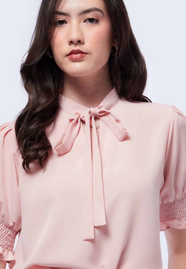 Bow Tie Short Sleeve Blouse