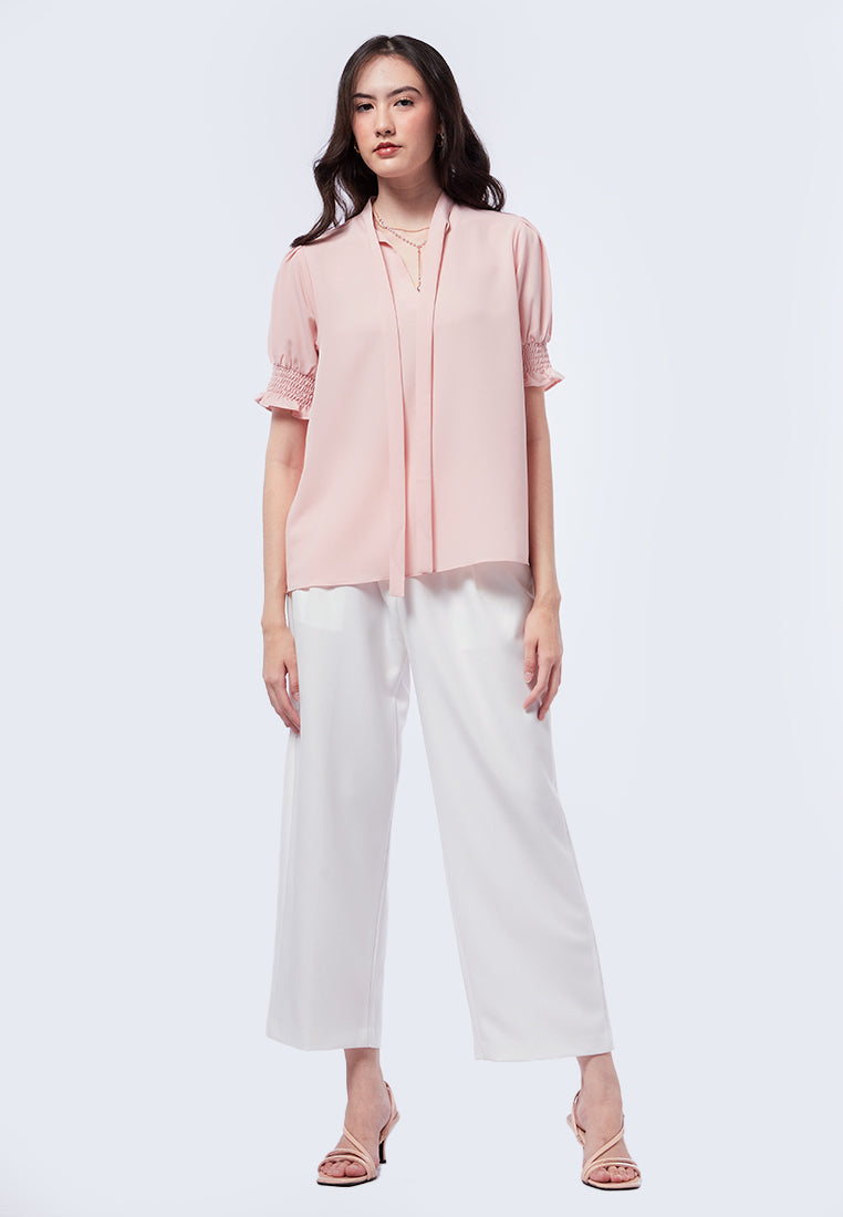 Bow Tie Short Sleeve Blouse