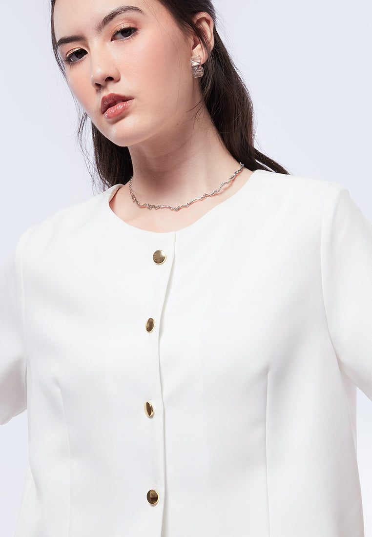 Buttoned Boxy Crop Top