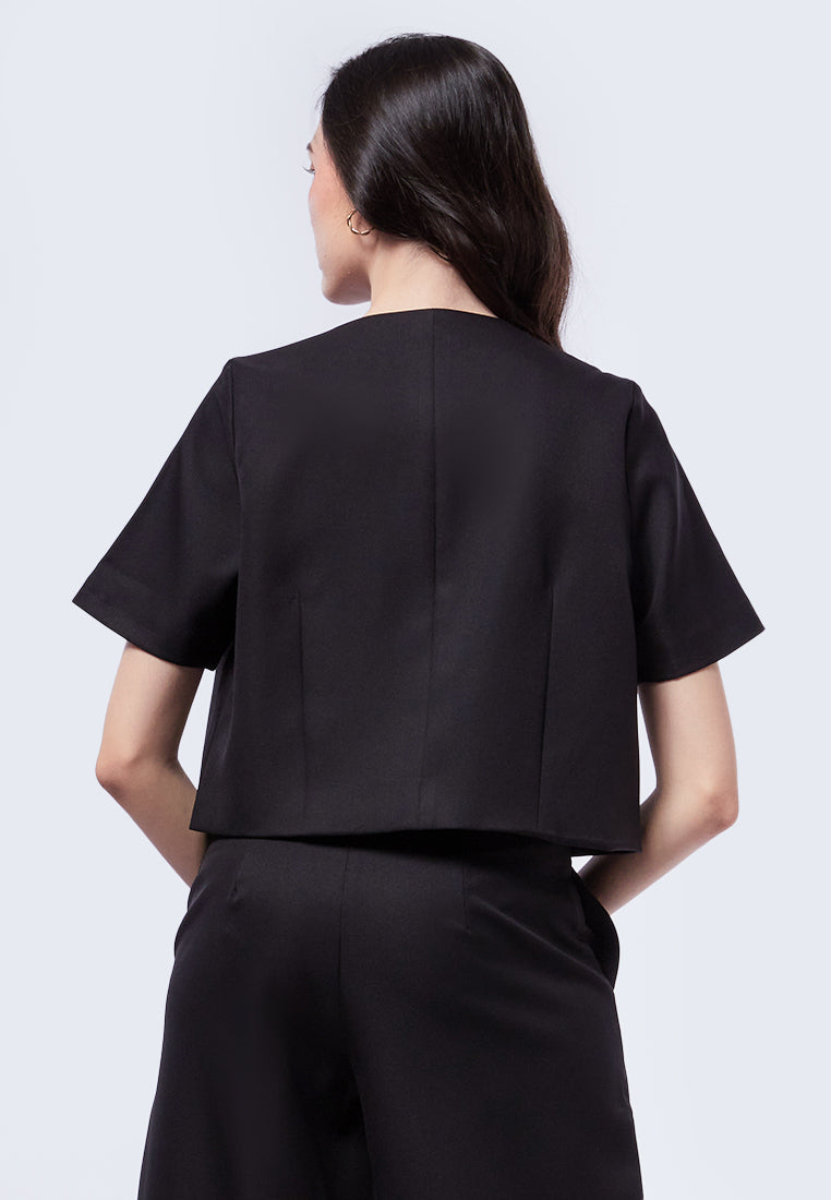 Buttoned Boxy Crop Top
