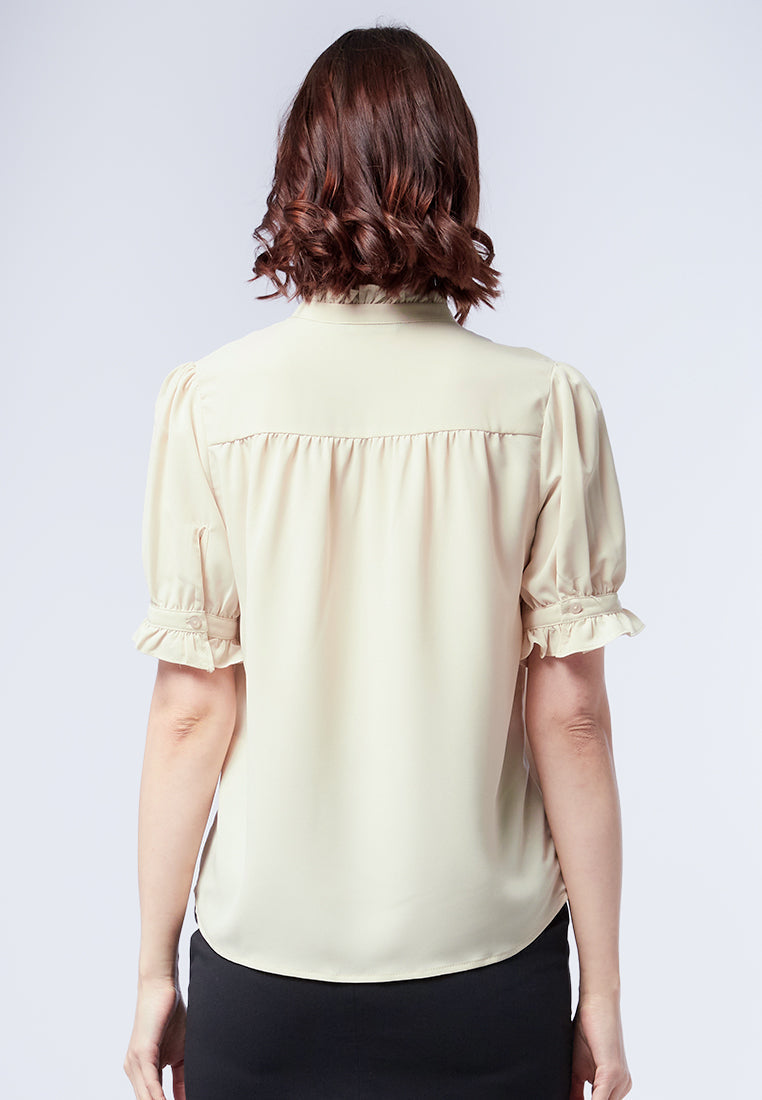 Ruffle Collar Short Sleeve Blouse