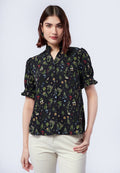 Ruffle Collar Short Sleeve Blouse