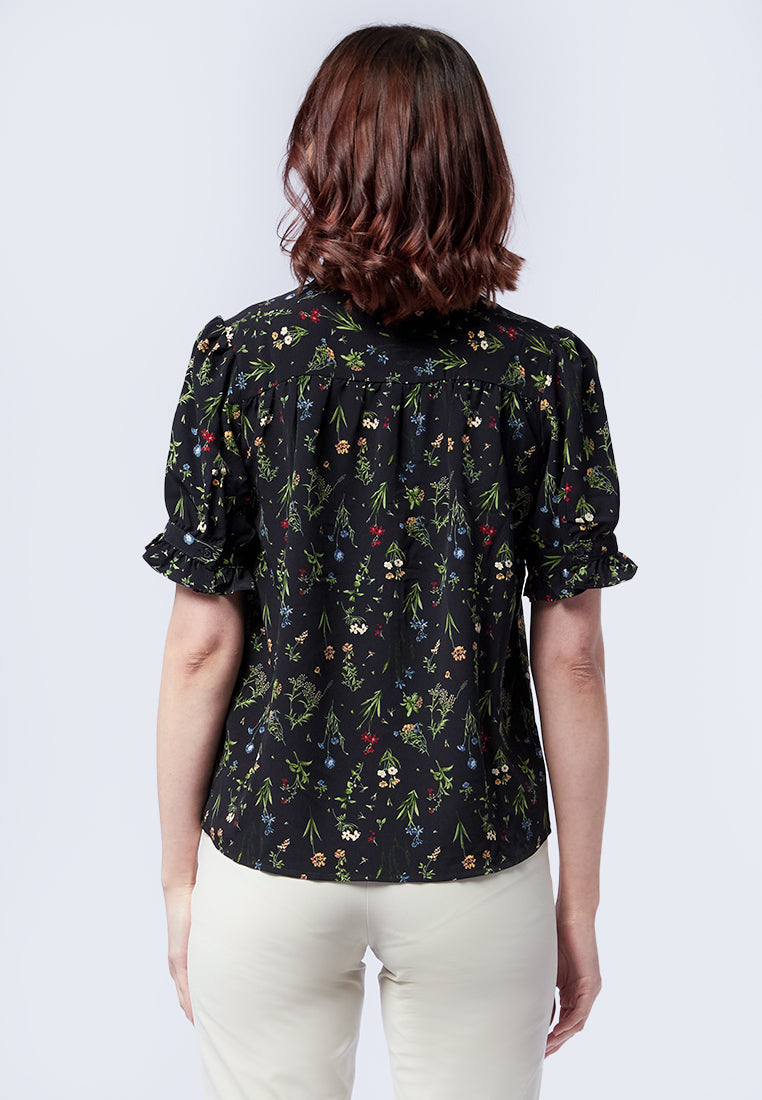 Ruffle Collar Short Sleeve Blouse