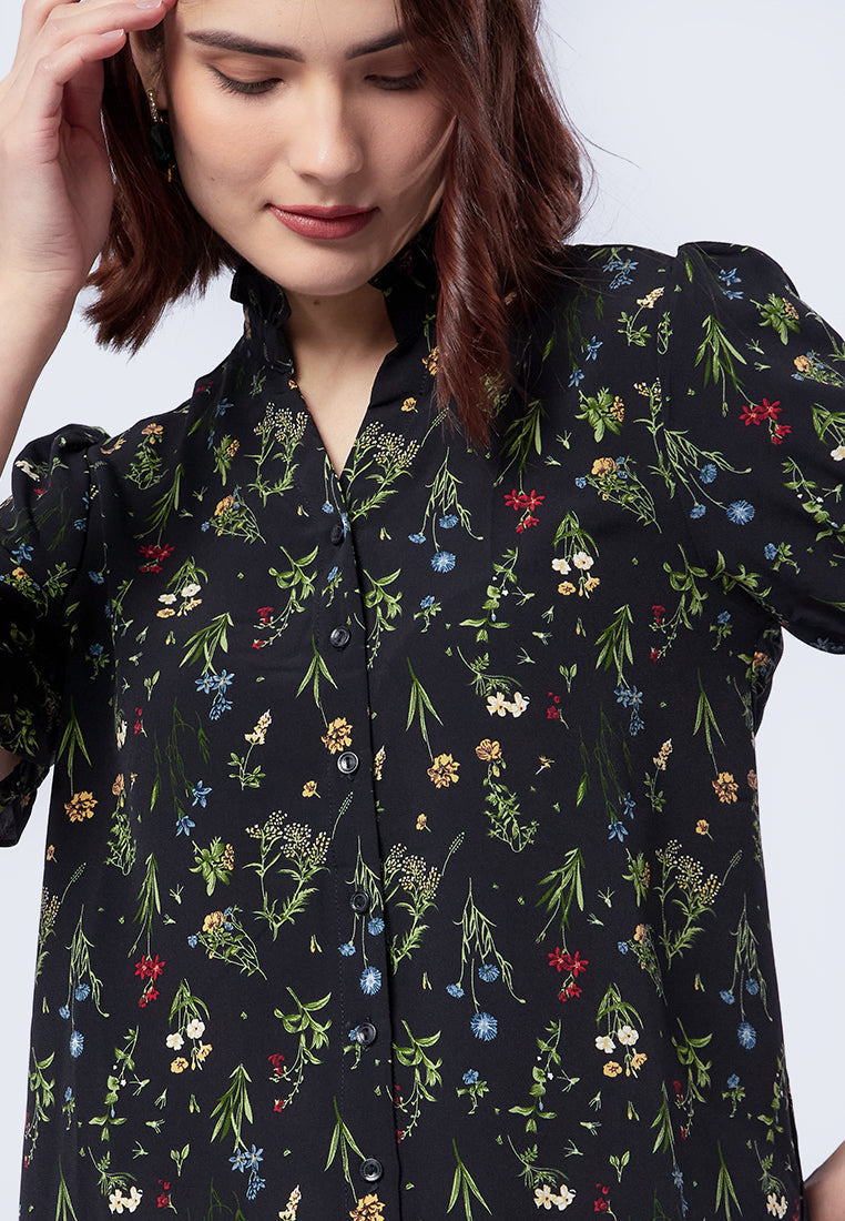 Ruffle Collar Short Sleeve Blouse