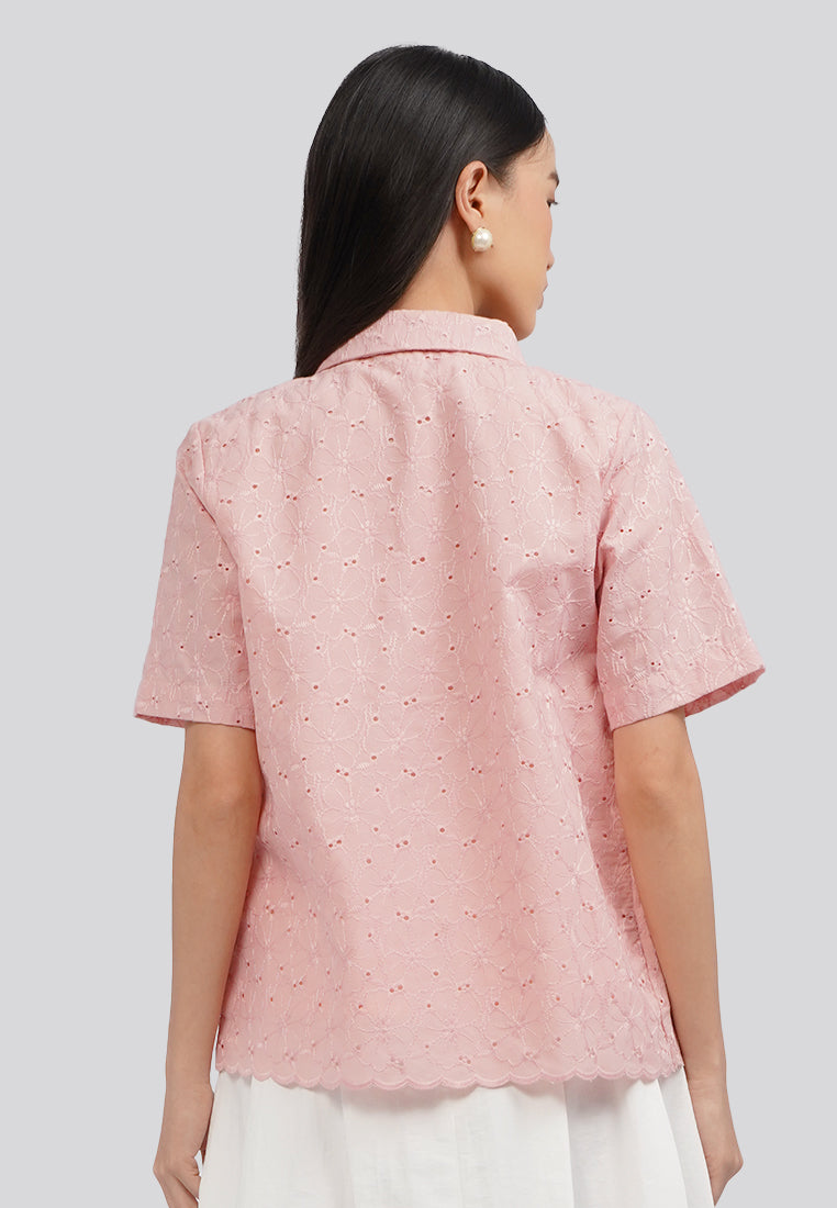 Textured Short Sleeve Blouse
