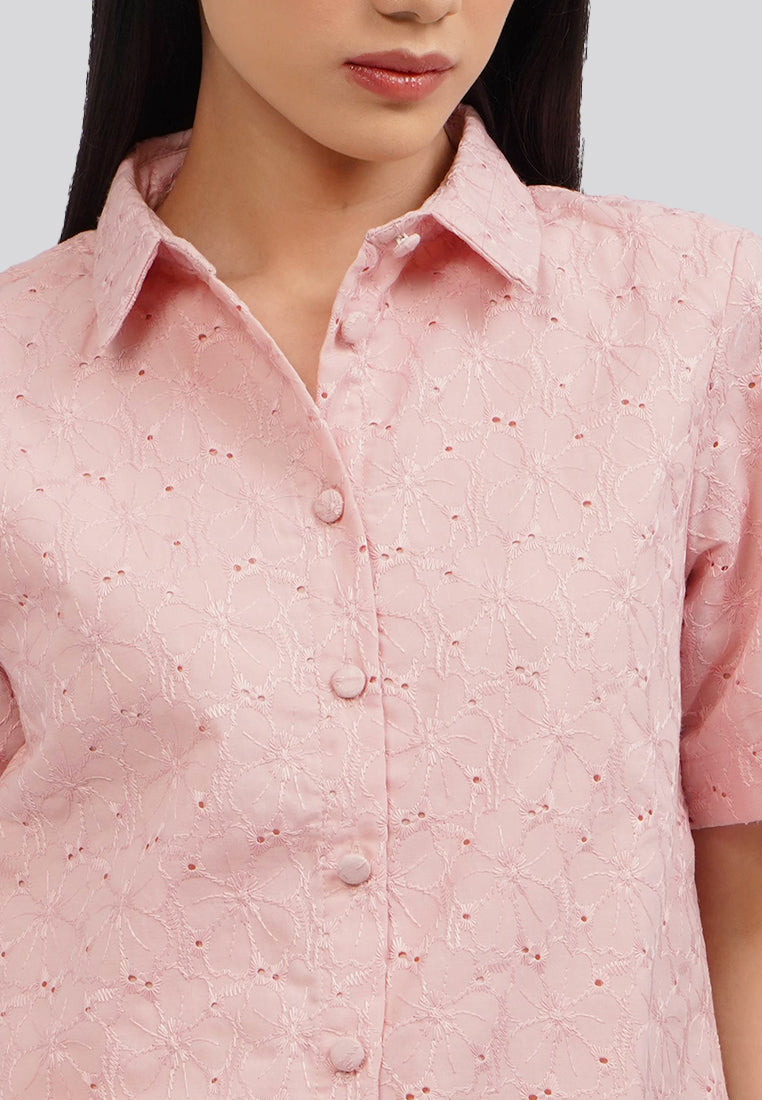 Textured Short Sleeve Blouse