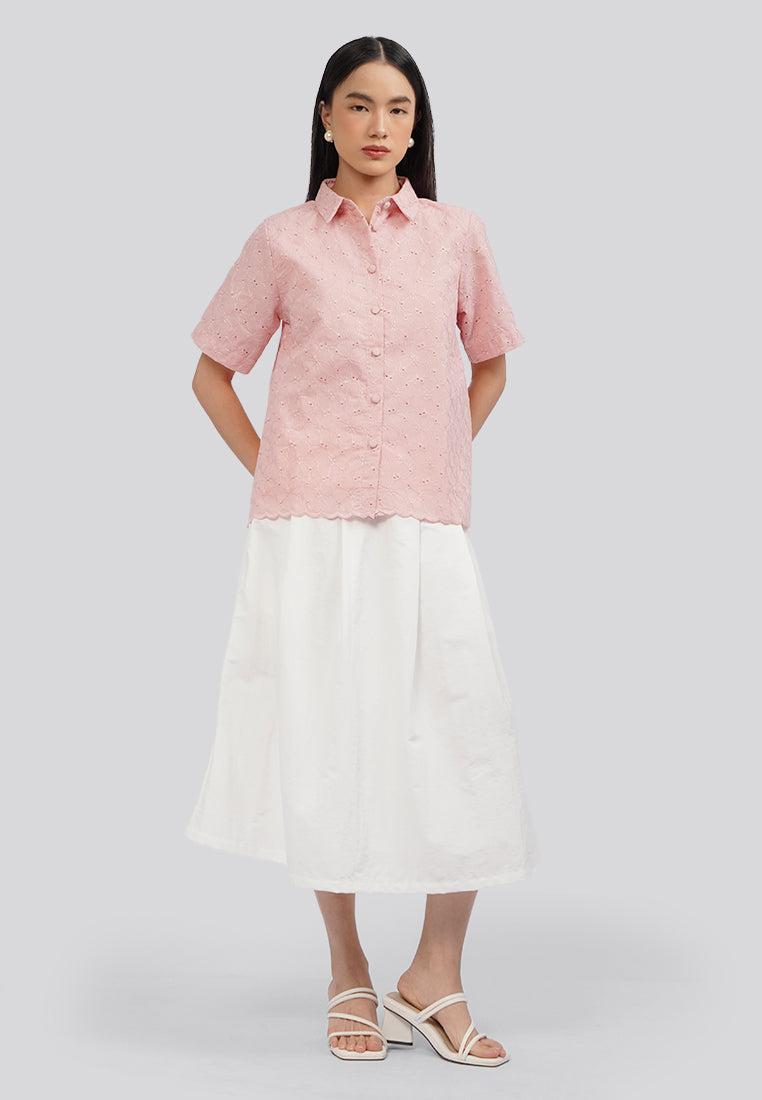 Textured Short Sleeve Blouse