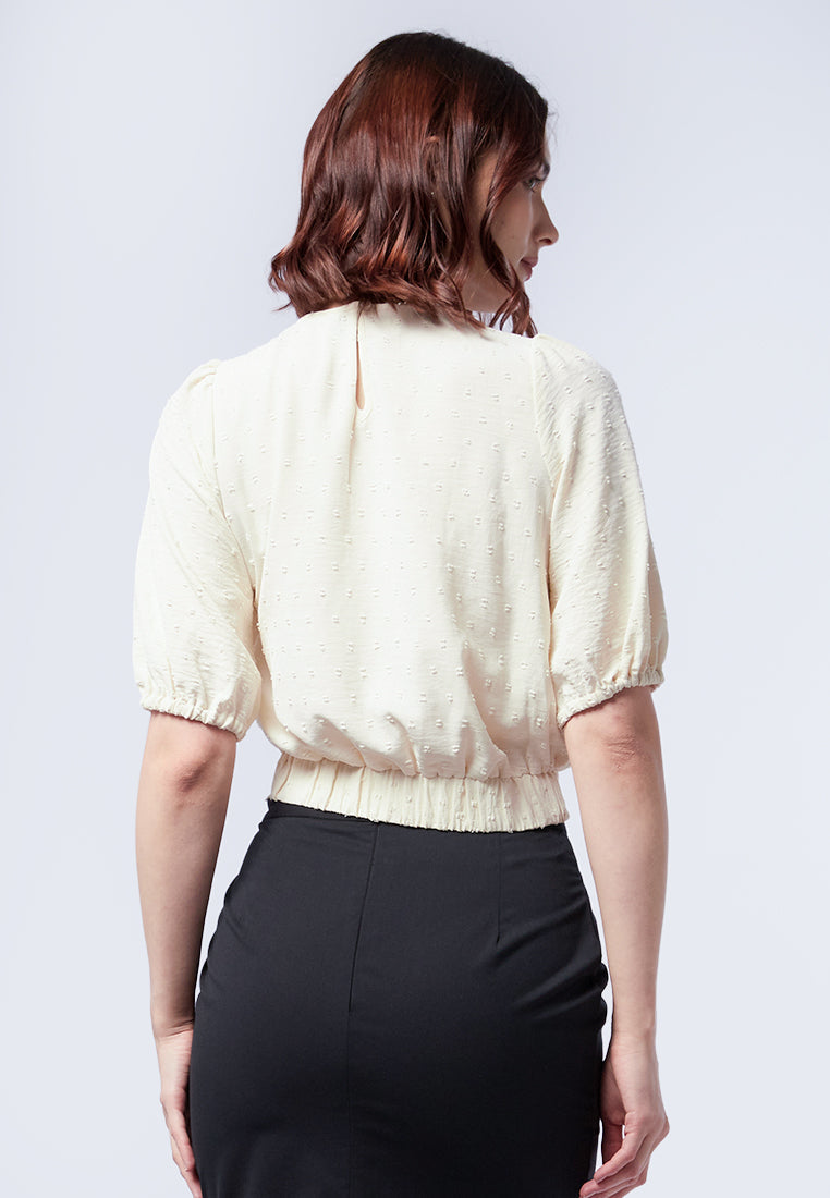 Round Neck Puff Sleeve Blouse