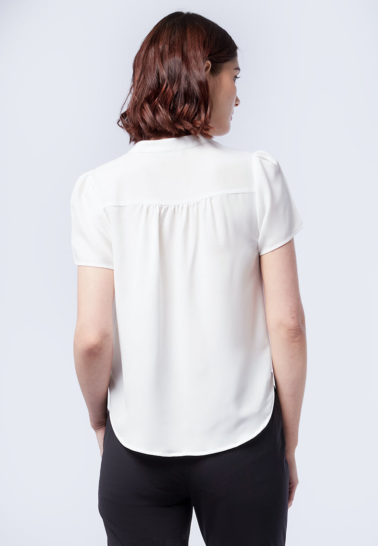 V-Neck Gathered Blouse