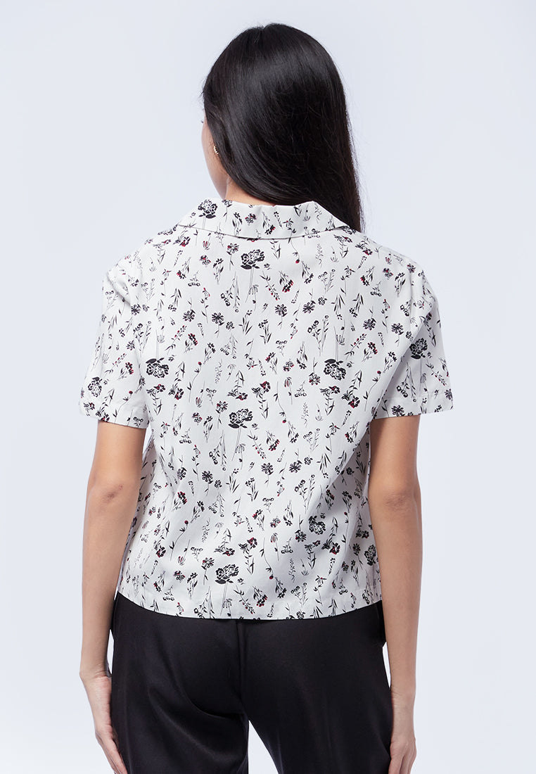 Printed Short Sleeve Blouse