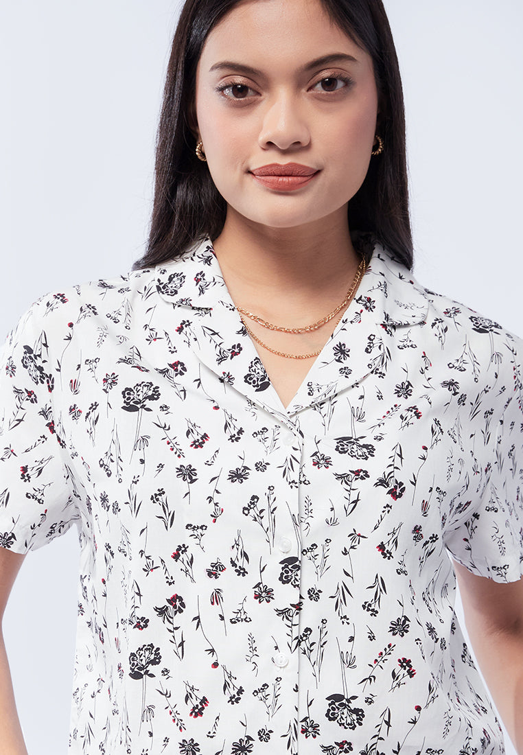 Printed Short Sleeve Blouse
