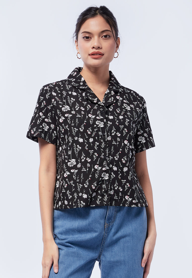 Printed Short Sleeve Blouse