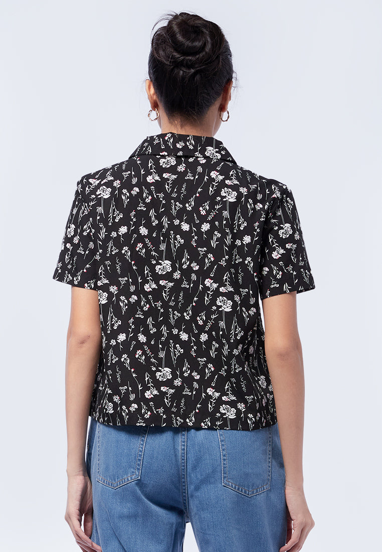 Printed Short Sleeve Blouse