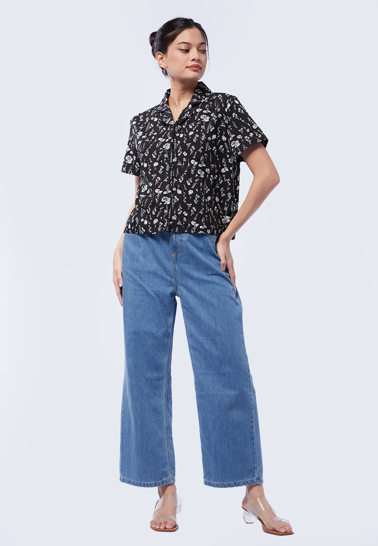 Printed Short Sleeve Blouse