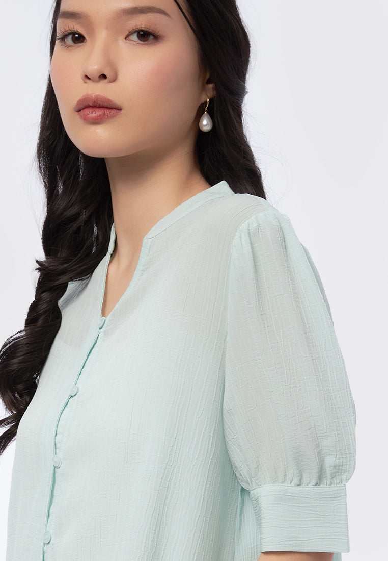 V-Neck Short Sleeve Blouse