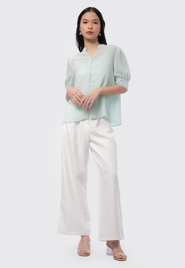 V-Neck Short Sleeve Blouse