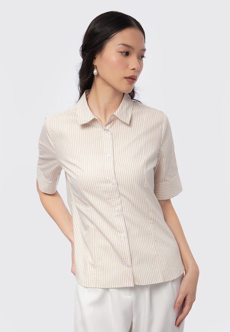Short Sleeve Stripe Blouse