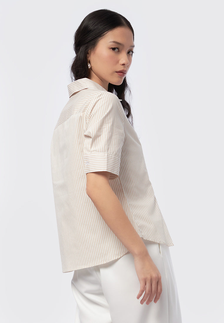 Short Sleeve Stripe Blouse
