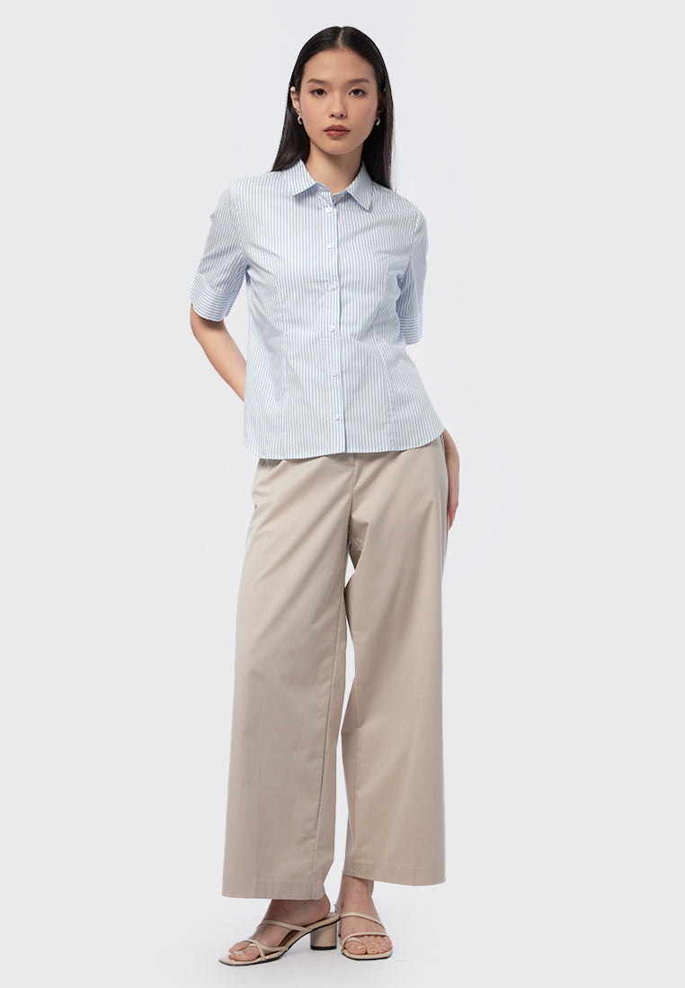 Short Sleeve Stripe Blouse