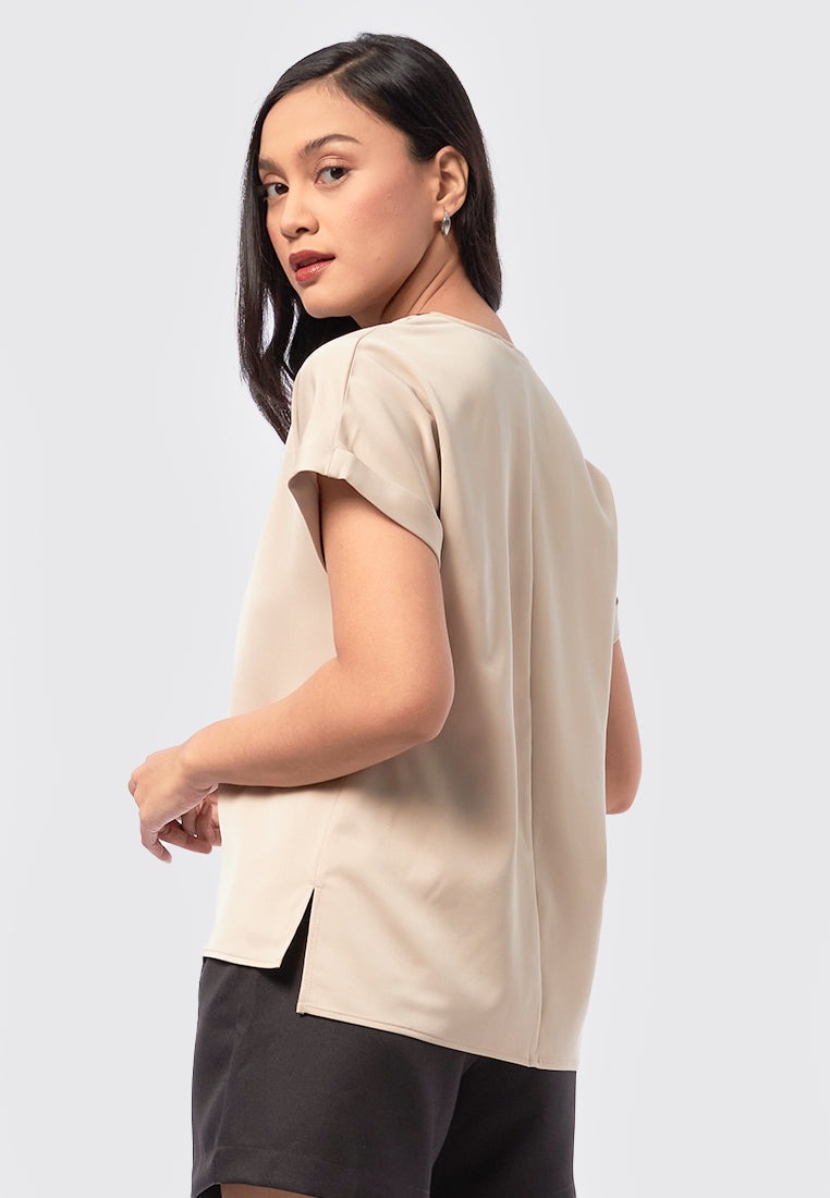 Colorblock Trim Collared Top