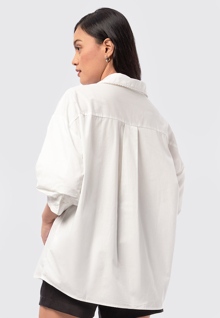 Oversized Balloon Sleeves Blouse Off White