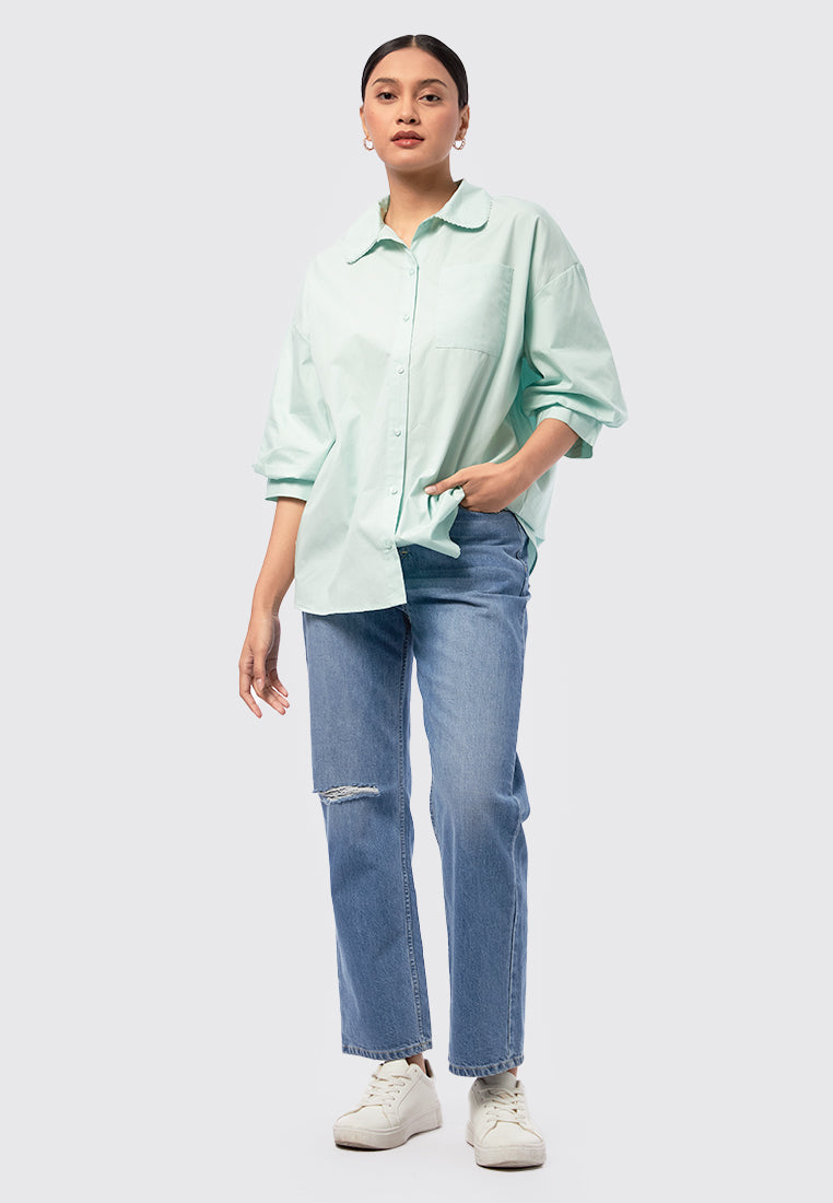 Oversized Balloon Sleeves Blouse Mint