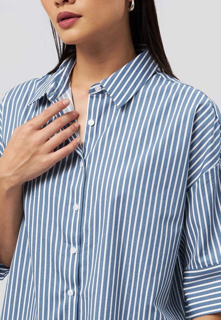 Oversized Short Sleeve Stripe Shirt