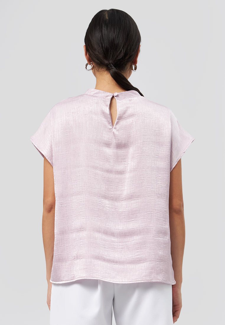Short Sleeve Crinkle Top Pink