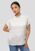 Short Sleeve Crinkle Top Beige