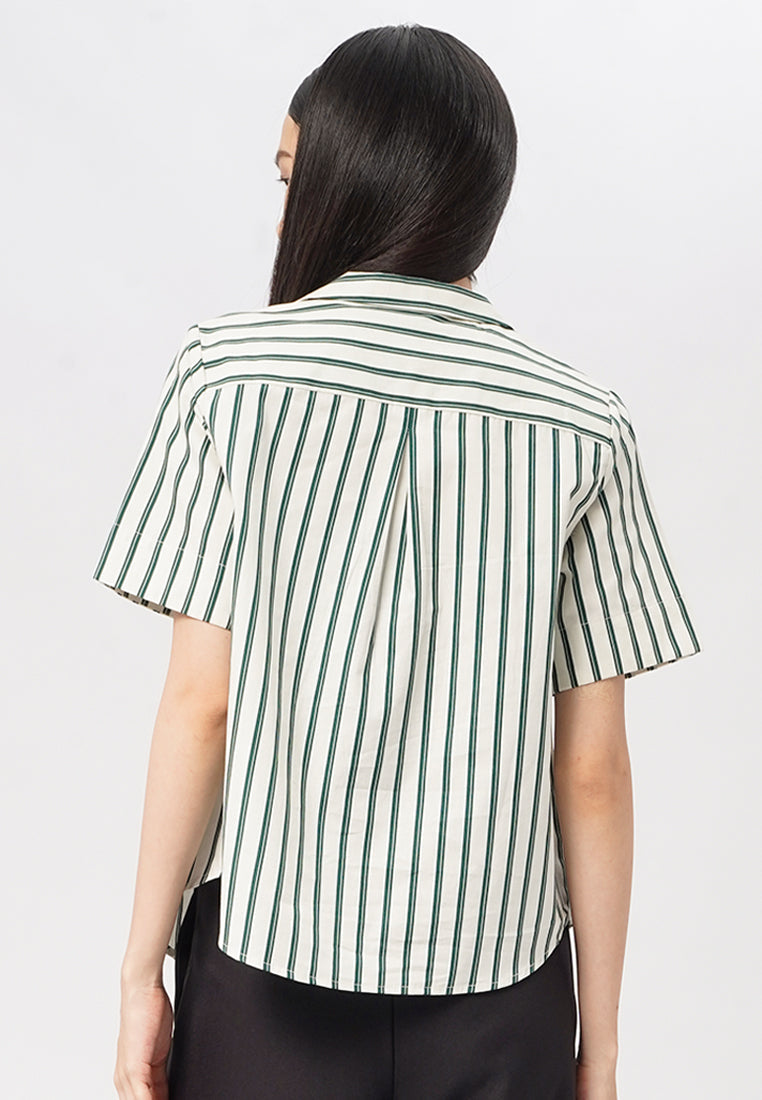 Short Sleeve Stripes Blouse