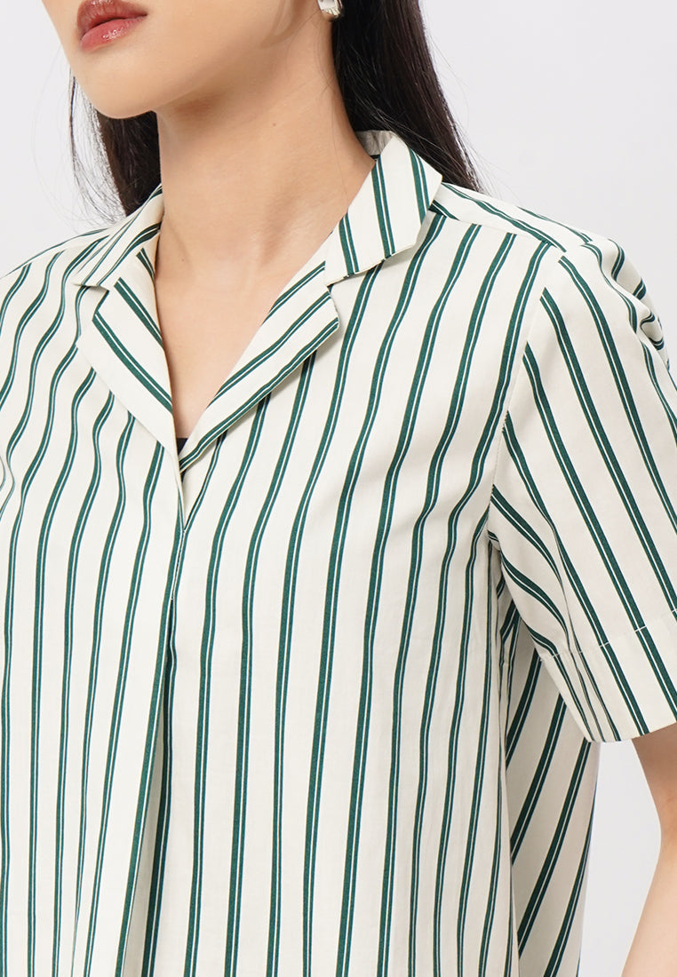 Short Sleeve Stripes Blouse