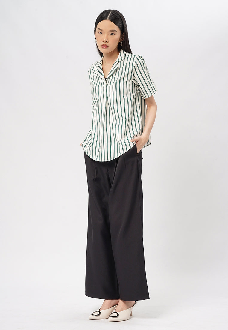 Short Sleeve Stripes Blouse