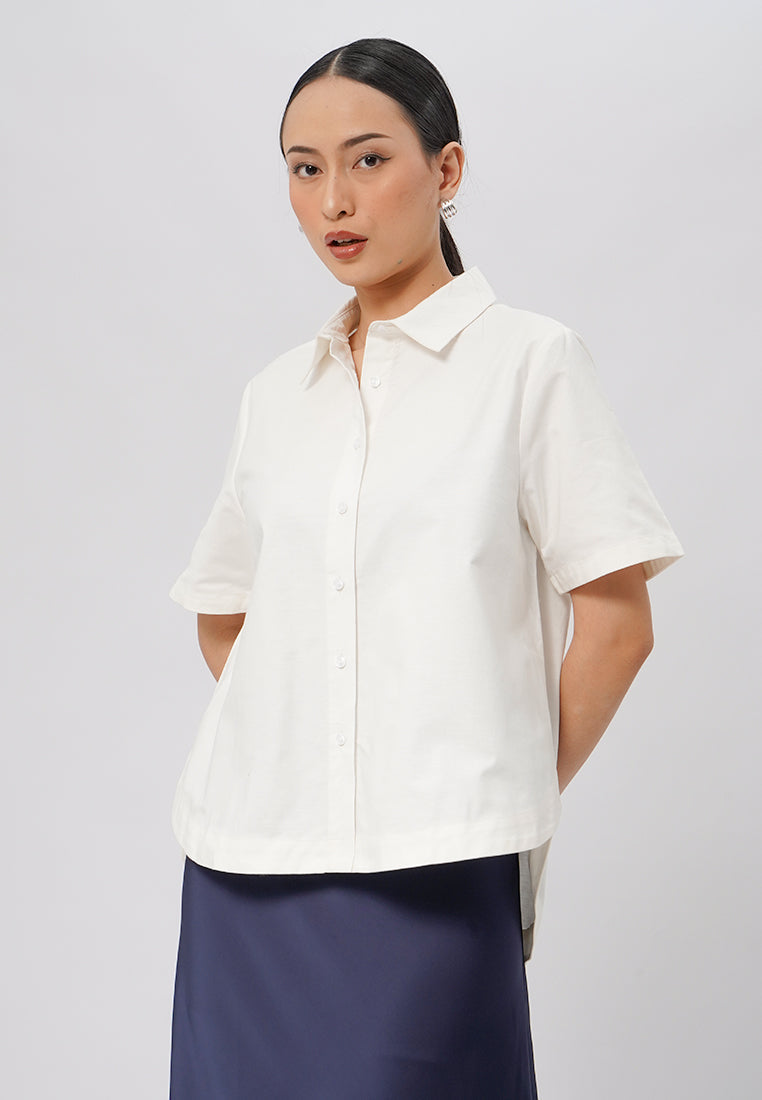 Short Sleeve Oxford Shirt Off White