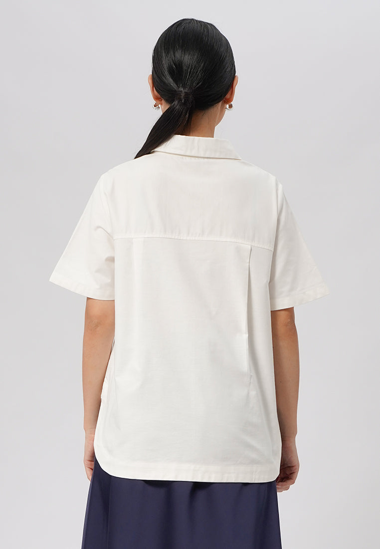 Short Sleeve Oxford Shirt Off White