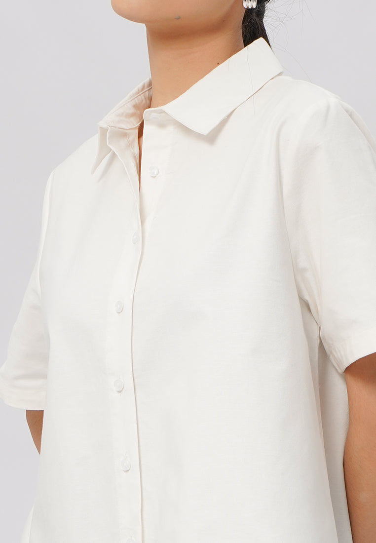 Short Sleeve Oxford Shirt Off White