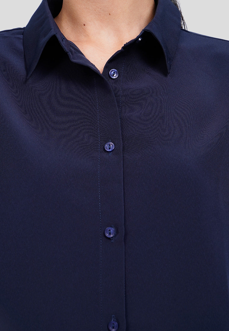Back Pleats Short Sleeve Crop Shirt