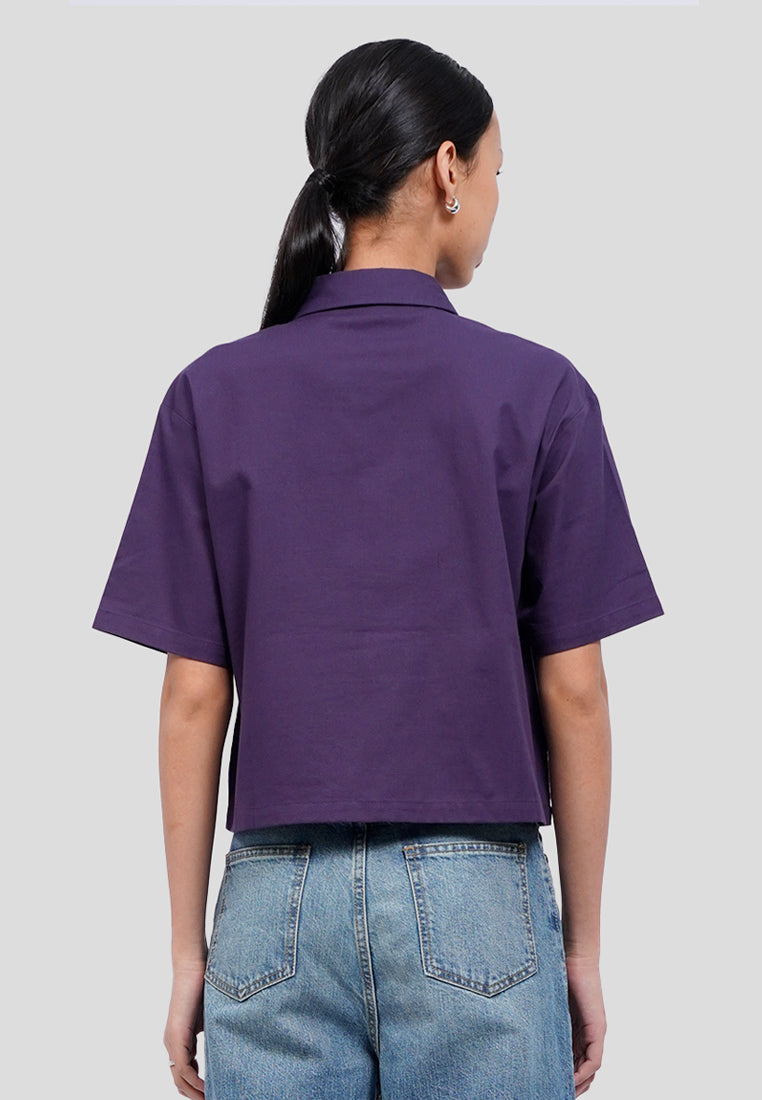 Statement Collar Short Sleeve Blouse