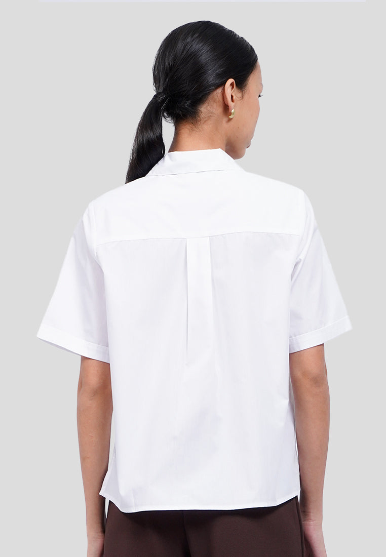 Short Sleeve Blouse with Fancy Button