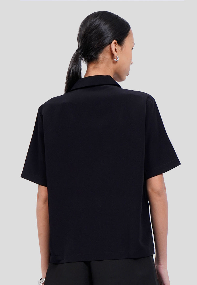 Double Breasted Short Sleeve Blouse