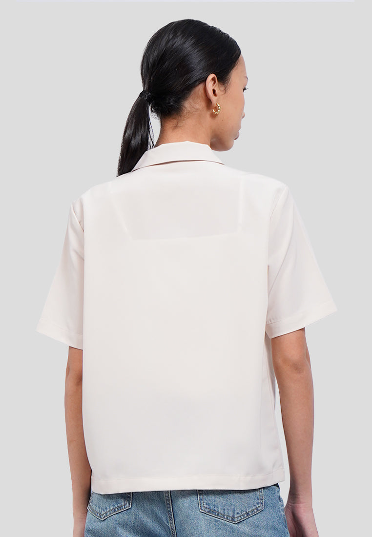 Double Breasted Short Sleeve Blouse
