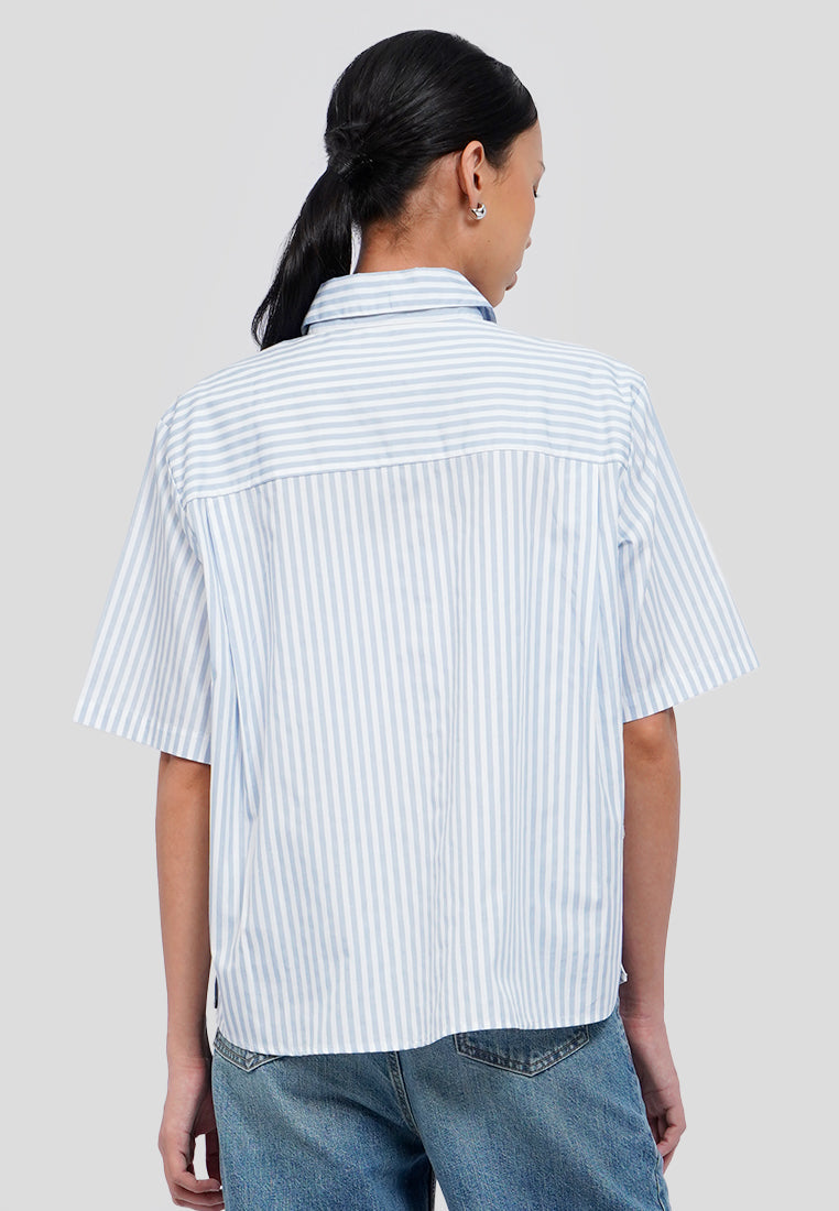 Oversized Short Sleeve Stripes Shirt