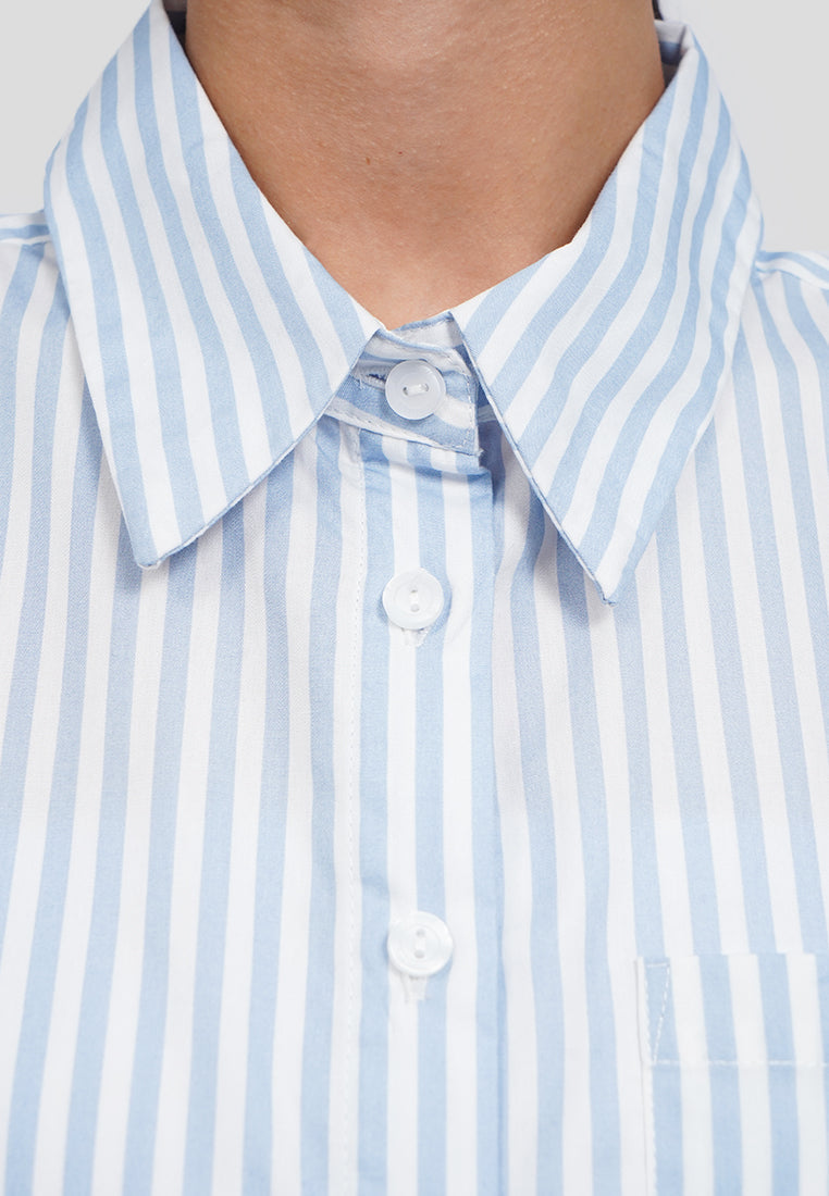 Oversized Short Sleeve Stripes Shirt