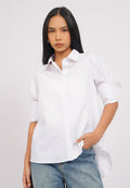 Rounded Collar Long Sleeve Blouse