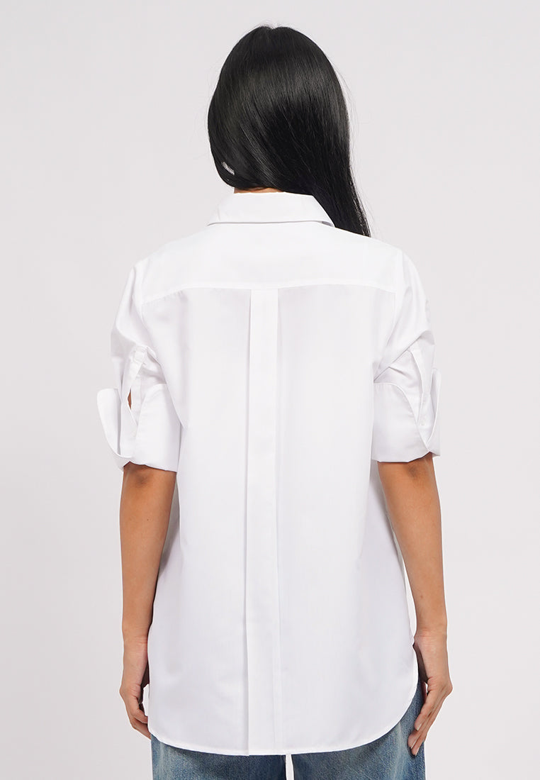 Rounded Collar Long Sleeve Blouse
