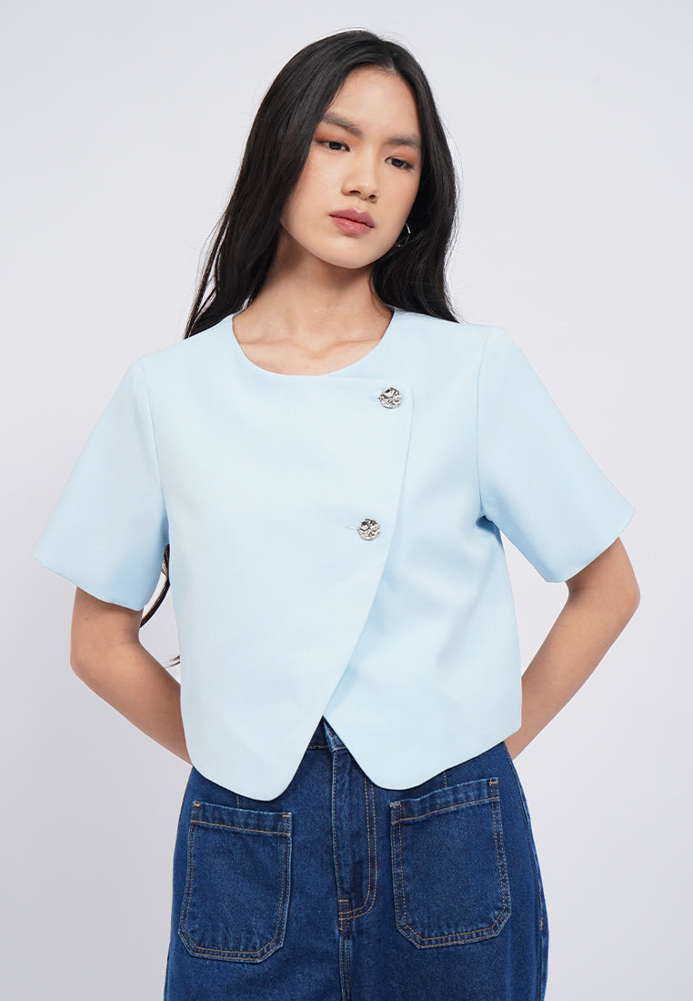 Asymmetric Short Sleeve Blouse
